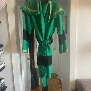 Hudson Bay Company Green and Black Blanket Coat with Gold Trim